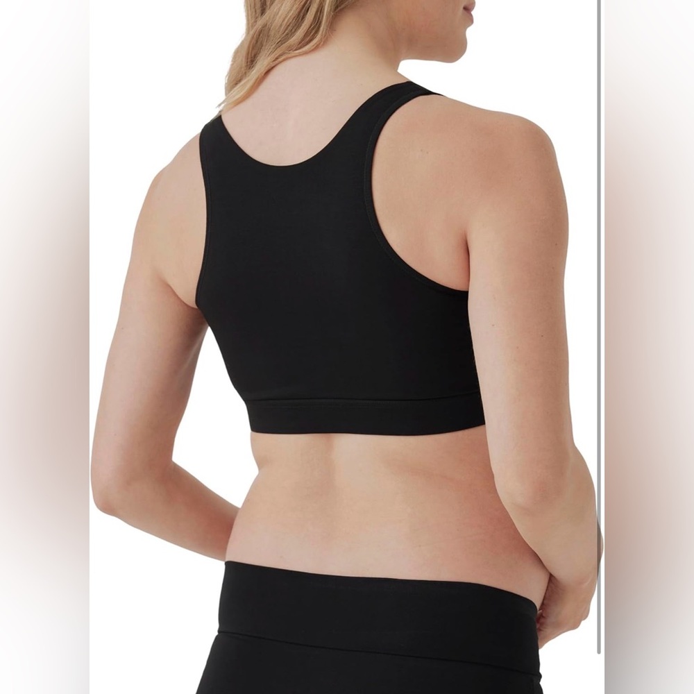 Black Maternity Nursing Bralette with Supportive Crossover Front - Picture 3 of 4